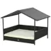 PawHut Rattan Dog House with Canopy with Water-Resistant Cushion, for SM & MED Dogs - 46"L image thumbnail 1