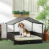 PawHut Rattan Dog House with Canopy with Water-Resistant Cushion, for SM & MED Dogs - 46"L image thumbnail 2