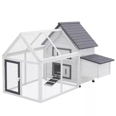 PawHut 65" Chicken Coop Wooden Hen House with Nesting Box, Ramp, and Ladder - Image 1