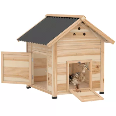 PawHut Duck Coop, Wooden Duck House with Openable Roof & Double Doors - Image 1