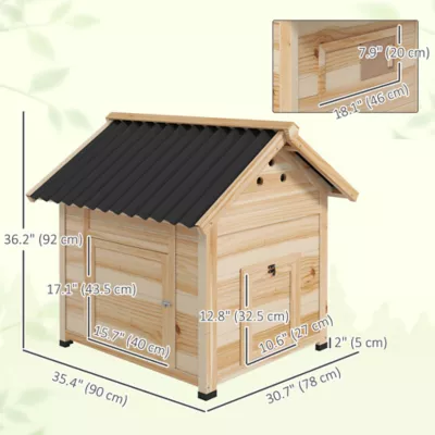 PawHut Duck Coop, Wooden Duck House with Openable Roof & Double Doors - Image 3