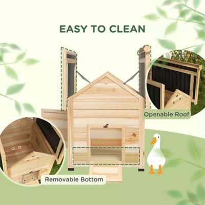 PawHut Duck Coop, Wooden Duck House with Openable Roof & Double Doors - Image 4