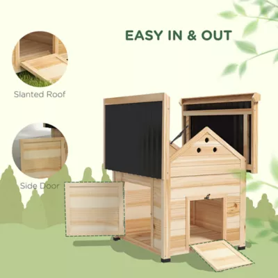 PawHut Duck Coop, Wooden Duck House with Openable Roof & Double Doors - Image 5
