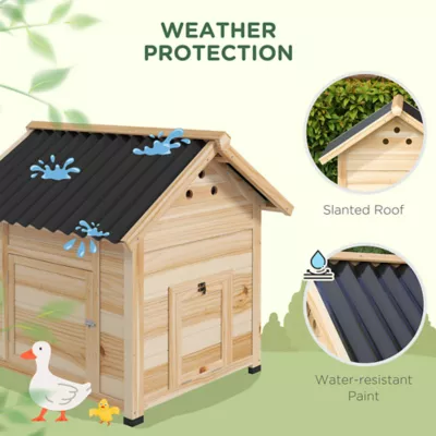 PawHut Duck Coop, Wooden Duck House with Openable Roof & Double Doors - Image 6