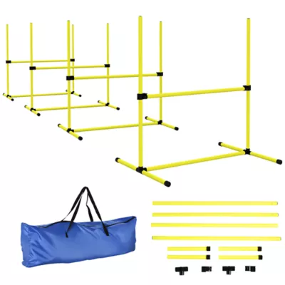 PawHut Set of 4 Dog Agility Training Equipment - Adjustable Jump Bar - with Carrying Bag - Image 1