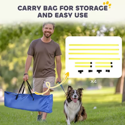 PawHut Set of 4 Dog Agility Training Equipment - Adjustable Jump Bar - with Carrying Bag - Image 6