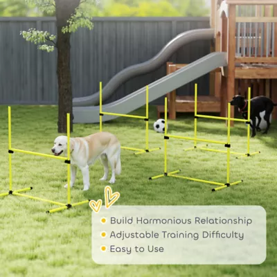 PawHut Set of 4 Dog Agility Training Equipment - Adjustable Jump Bar - with Carrying Bag - Image 7