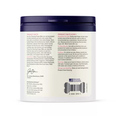 Vetnique OticBliss Dog & Cat Ear Cleaning Finger Mitt Wipes, 50 count