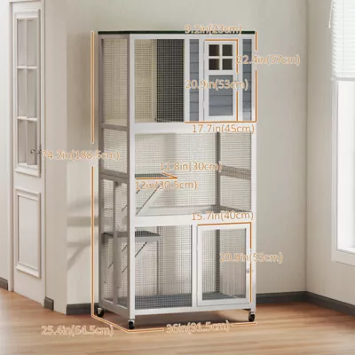 PawHut Wooden Outdoor Catio, Weatherproof & Wheeled with High Weight Capacity - Image 3