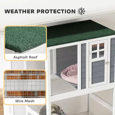 PawHut Wooden Outdoor Catio, Weatherproof & Wheeled with High Weight Capacity - Image 5