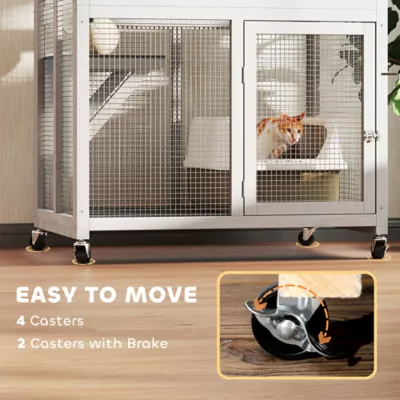 PawHut Wooden Outdoor Catio, Weatherproof & Wheeled with High Weight Capacity - Image 6