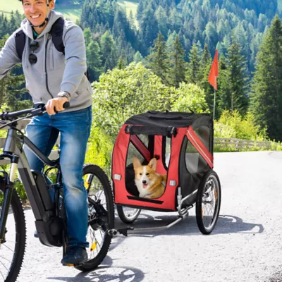 PawHut Dog Bike Trailer, Bicycle Wagon,Cargo Carrier Attachment for Travel,Foldable - Image 2