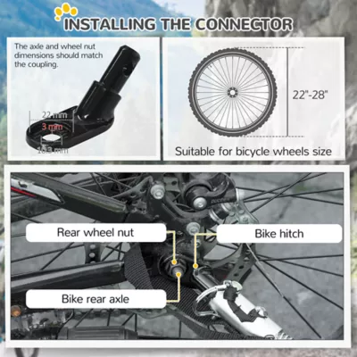 PawHut Dog Bike Trailer with Hitch Coupler, Quick Release Wheels, Reflectors and Flag - Image 6