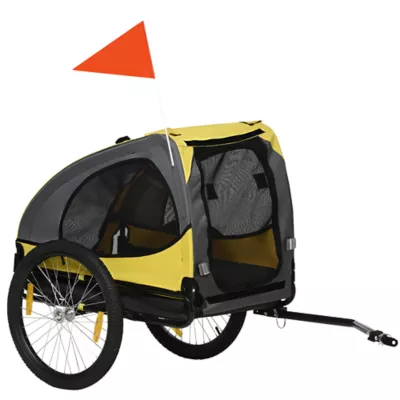 PawHut Dog Bike Trailer with Hitch Coupler, Quick Release Wheels, Reflectors and Flag - Image 1