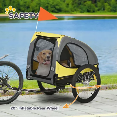 PawHut Dog Bike Trailer with Hitch Coupler, Quick Release Wheels, Reflectors and Flag - Image 7