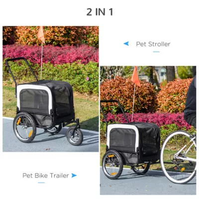 PawHut 2 in 1 Dog Bike Trailer, Dog Stroller with Safety Leash, Hitch, Flag, Reflectors and Cushion - Image 4