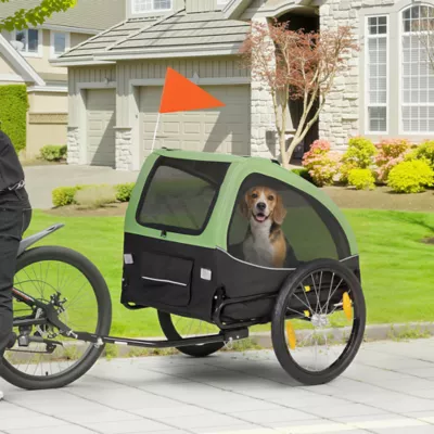 PawHut Dog Bike Trailer, Pet Cart Bicycle Wagon with 20" Wheels and Ventilated Windows - Image 2