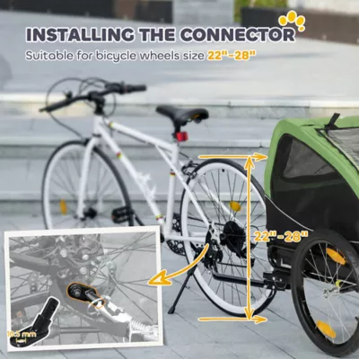 PawHut Dog Bike Trailer, Pet Cart Bicycle Wagon with 20" Wheels and Ventilated Windows - Image 4