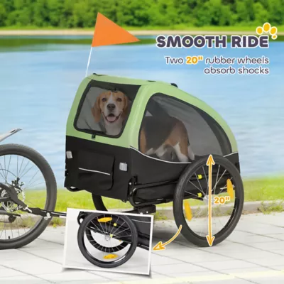 PawHut Dog Bike Trailer, Pet Cart Bicycle Wagon with 20" Wheels and Ventilated Windows - Image 5