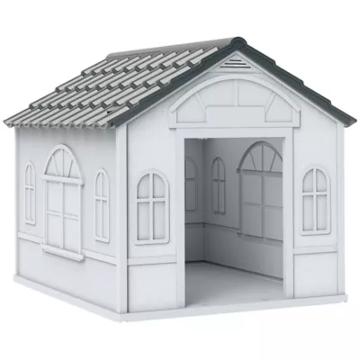 PawHut 26" Plastic Dog House Outdoor with Air Vents, for Small & Medium Dogs - Image 1