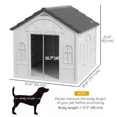 PawHut 26" Plastic Dog House Outdoor with Air Vents, for Small & Medium Dogs - Image 3