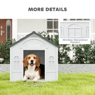 PawHut 26" Plastic Dog House Outdoor with Air Vents, for Small & Medium Dogs - Image 6
