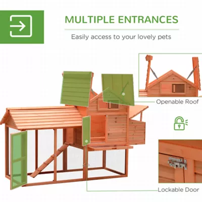 PawHut 82" Deluxe Chicken Coop with Run and Nesting Box - Image 5