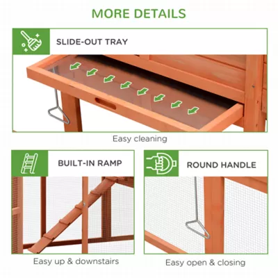 PawHut 82" Deluxe Chicken Coop with Run and Nesting Box - Image 7