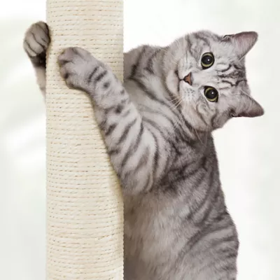Yaheetech 54in Rattan Cat Tree With Breathable Woven Condo, Scratching Posts & Washable cushions - Image 4