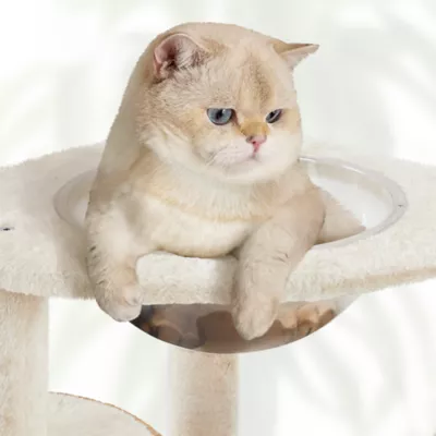 Yaheetech 54in Rattan Cat Tree With Breathable Woven Condo, Scratching Posts & Washable cushions - Image 5