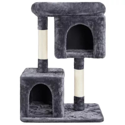 Yaheetech 33.5" Cat Tree Tower w/2 Cozy Plush Condos, Oversized Perch & Sisal Scratch Post - Image 1