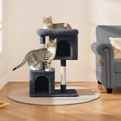 Yaheetech 33.5" Cat Tree Tower w/2 Cozy Plush Condos, Oversized Perch & Sisal Scratch Post - Image 2