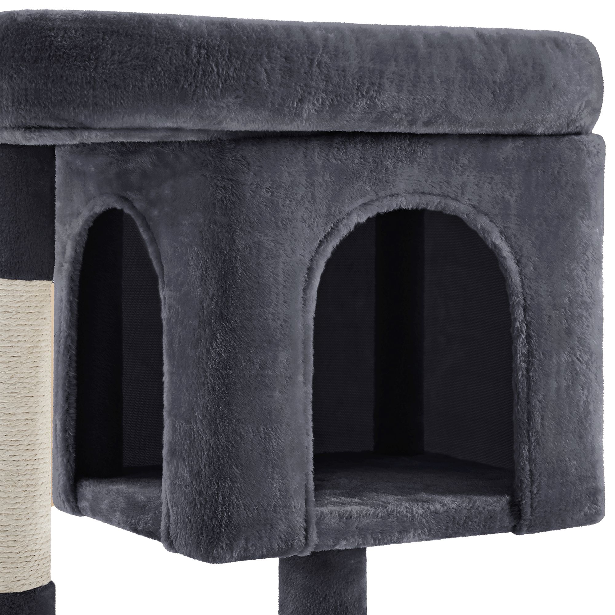 Yaheetech 33.5" Cat Tree Tower w/2 Cozy Plush Condos, Oversized Perch & Sisal Scratch Post - thumbnail 5