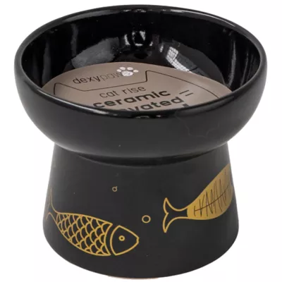 Dexypaws Cat Rise Ceramic Elevated Cat Bowl, Elevated Cat Feeding Bowl - Image 1