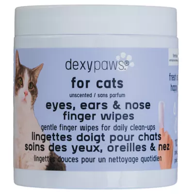 Dexypaws Eyes, Ears & Nose Finger Wipes for Cats, Pet Cleansing Wipes, 100 Count - Image 1
