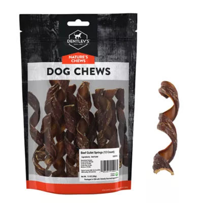 Dentley's Nature's Chews 100% Beef Gullet Springs Dog Chews - 12 Count, 7 oz. - Image 1