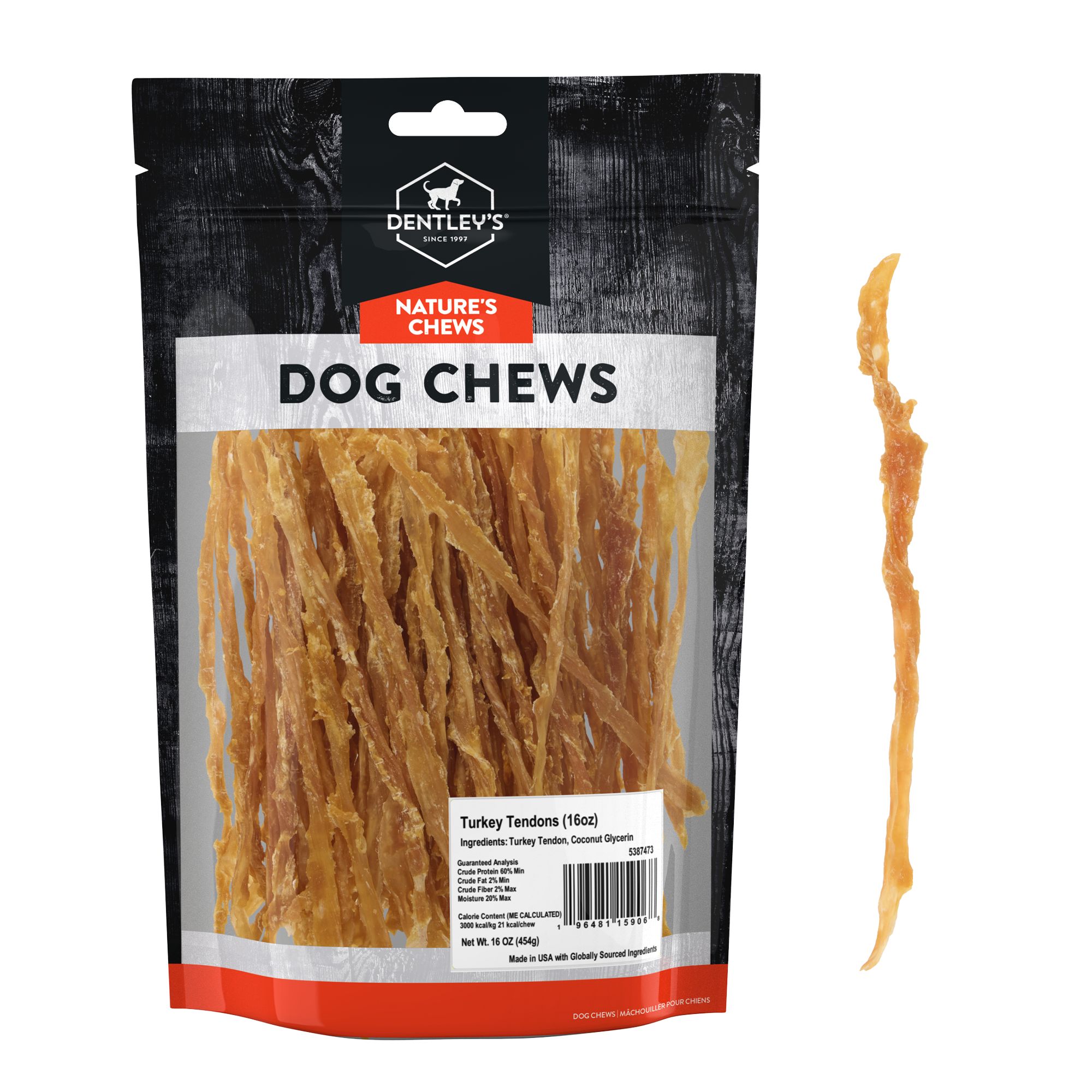 Dentley's Nature's Chews Turkey Tendon Dog Chews - 16 oz. by Dentley's