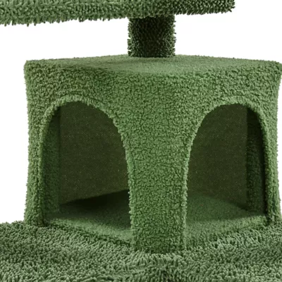 Yaheetech Cactus Cat Tree, Cute Cat House with Large Condo - Green - Image 4