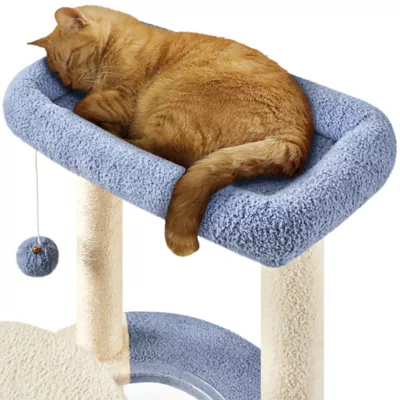Yaheetech Cat Tree, 35.5" Cat Tower, Cat House with Scratching Posts & Padded Perch - Blue&Cream - Image 5