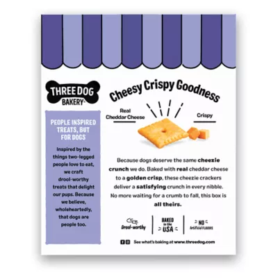 Three Dog Bakery Cheezie Yips, Crispy Dog Treats With Real Cheddar Cheese 9 oz. - Image 2