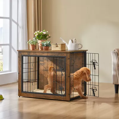 Yaheetech Dog Crate-Furniture with Cushion with Double Doors/Adjustable Feet - Image 2