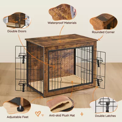 Yaheetech Dog Crate-Furniture with Cushion with Double Doors/Adjustable Feet - Image 4