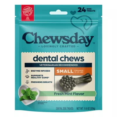 Chewsday Small Dog Dental Treat - Enzyme Infused, Fresh Mint Flavor - Image 1