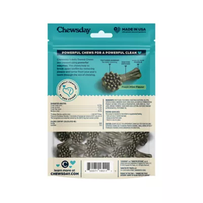 Chewsday Large Dog Dental Treat - Enzyme Infused, Fresh Mint Flavor - Image 2