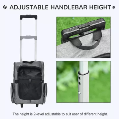 PawHut 2-IN-1 Pet Carrier - Backpack and Roller with Handle - Cats and Dogs up to 9lbs - Image 4