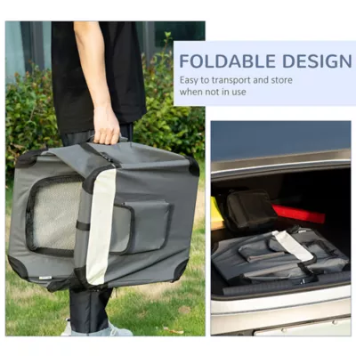 PawHut 24" Foldable Pet Carrier with Removable Mat, Breathable Mesh, Soft Side Pet Travel Carrier - Image 6