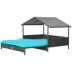 PawHut Rattan Dog House with Canopy, Water-Resistant Cushion, for Medium Dogs image thumbnail 1