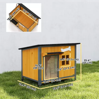 PawHut Outdoor Dog House with Anti-Chewing Steel Frame, Openable Roof and Removable Floor - Med Dogs - Image 3