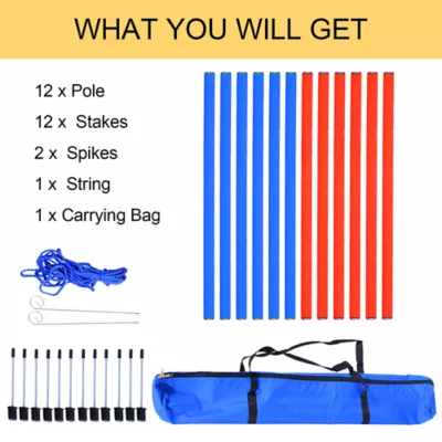 PawHut Dog Agility Pole Set, Portable Dog Agility training equipment for Outdoor Play - Red & Blue - Image 5