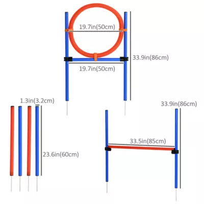 PawHut Dog Agility Training Kit - High Jump, Weave Pole, Ring - Image 3